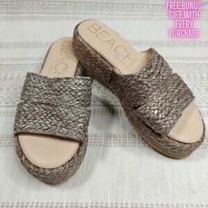Beach by Matisse Lay Back Raffia Platform Slides Size 8M – Casual Chic Style